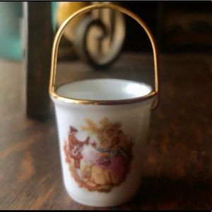 LIMOGES MINIATURE PAIL WITH COURTING SCENE